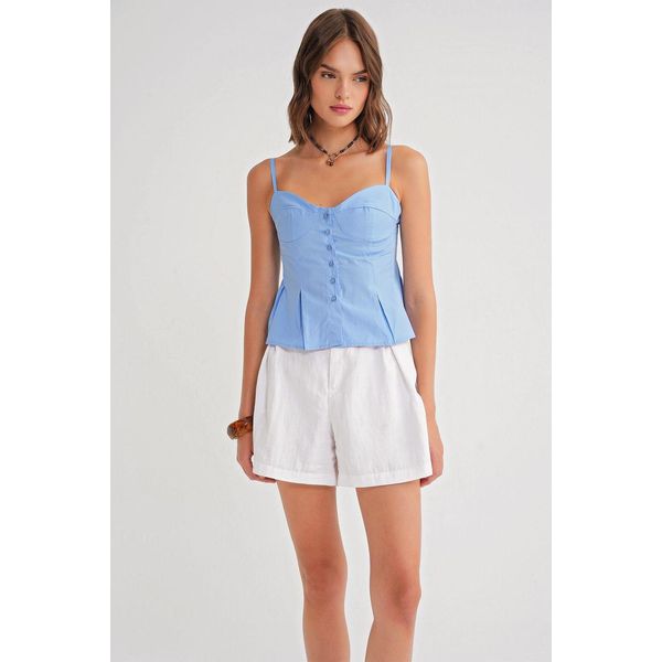 Herzchenhals Knopf-Front Peplum Cami Top-image