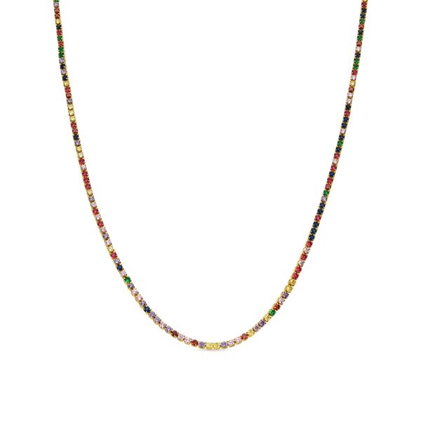 Luxenter Halskette Mit Mehrfarbigen Zirkonia 18K Gold Finish - Serly-image