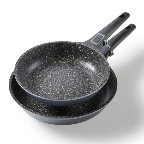 Stoneline Smart Pfannenset, 2-Teilig, Mit Abnehmbarem Griff, Induktion, Aluguss, Pfanne Mit Echten Steinpartikeln Beschichtet, Bratpfanne 28 Cm Und Bratpfanne 24Cm-image