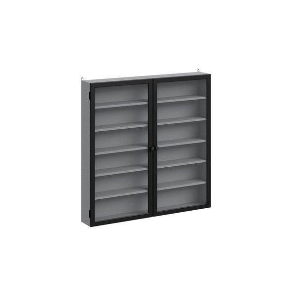 sobuy Wandschrank, Vitrinenschrank, Displayregal Mit 2 TüRen Grau 80X12,2X80Cm Modern-image