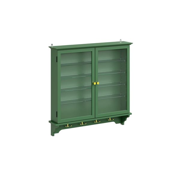 sobuy Wandschrank, Vitrinenschrank, Wandvitrine Mit 2 TüRen DunkelgrüN 68X13,5X68,5Cm-image