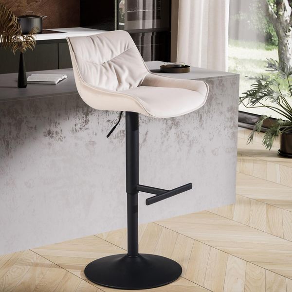 Barhocker FineBuy KüChenhocker Samt Hocker Bistrohocker Drehbar Barstuhl Modern-image