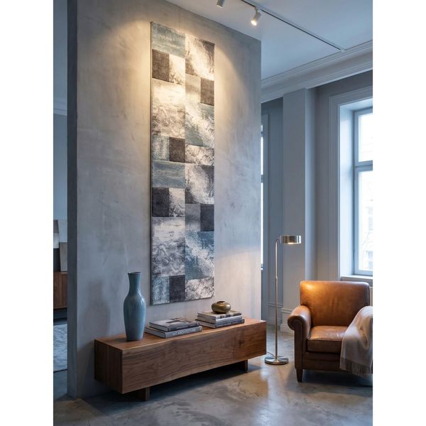 Kurzflorteppich Latemar, Kariert, Aus Polypropylen, Blau, 80 X 150 Cm-image