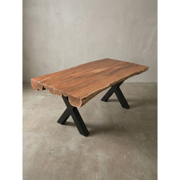 Esszimmertisch – Rechteckig Akazie Massivholz 200X100X77 Cm Baumstammform-image