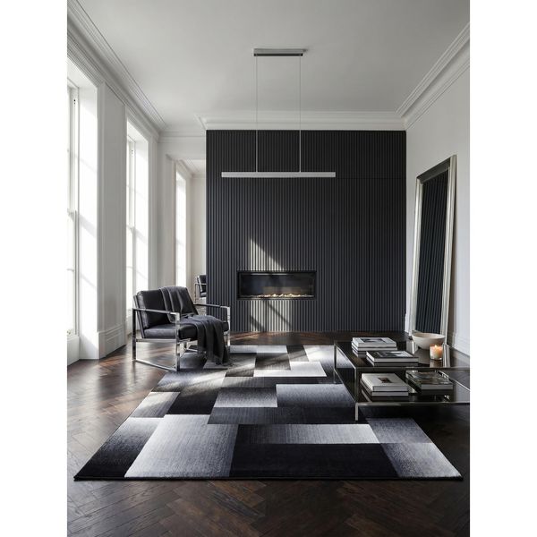 Teppich Kurzflor Aspen In Schwarz, Abstrakt Kariert, 160 X 230 Cm-image