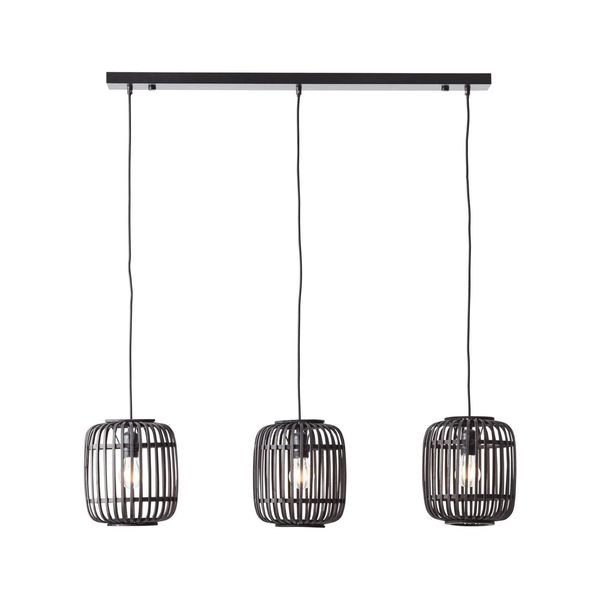 Brilliant Lampe, Woodrow Pendelleuchte, 3-Flammig Holz Dunkel/Schwarz, Metall/Bambus, 3X A60, E27, 60W,Normallampen (Nicht Enthalten)-image