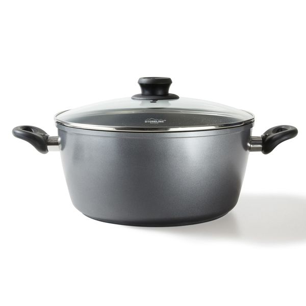 Stoneline Xxxl Kochtopf 32 Cm, Mit Deckel, Induktion, Aluguss, Beschichtet Mit Echten Steinpartikeln, Grau, Beschichteter Kochtopf Groß, 32Cm Durchmesser, Antihaftbeschichtet-image
