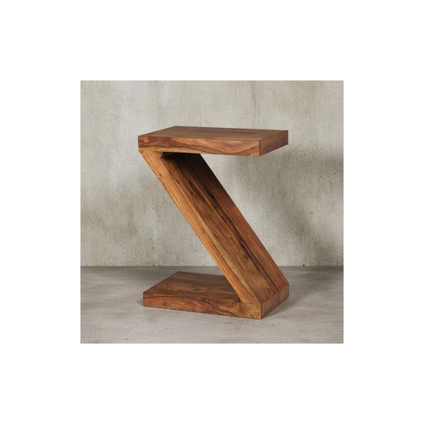 Kadima Design Beistelltisch "Z" Cube: Akazie/Sheesham, Z-Form, 44X59X30 Cm, Handgefertigt, Vielseitig Nutzbar.-image
