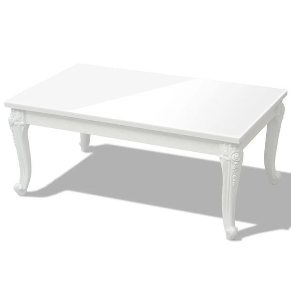 vidaXL Couchtisch, Weiß Hochglanz, Holzwerkstoff, Rechteckig, 60X42X100 Cm, Wohnzimmer, Wohnzimmertische, Couchtische-image