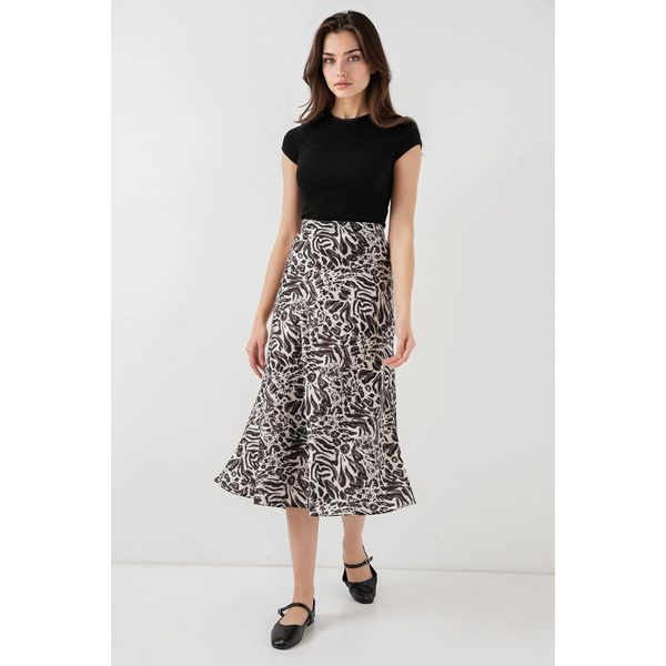 Satin A-Line Midirock Mit Elastischem Bund-image