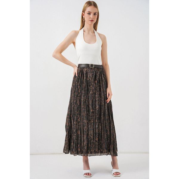 Hoch Taillierter Paisley Midi A-Linien Rock-image