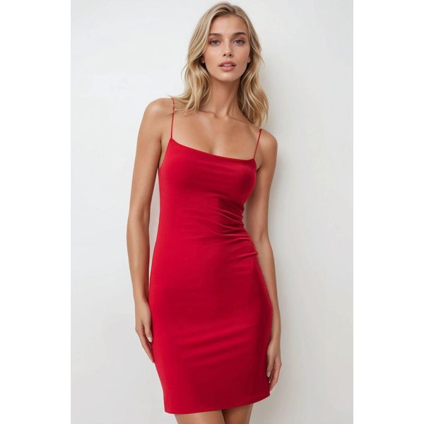Quadratischer Ausschnitt Bodycon Mini Kleid-image