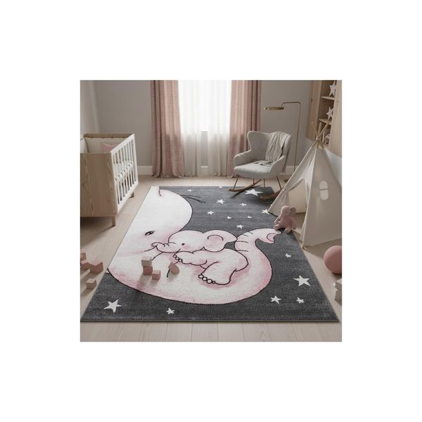 Kinderteppich Tasna, Mit Elefanten-Motiv, Rosa, 120 X 170 Cm-image