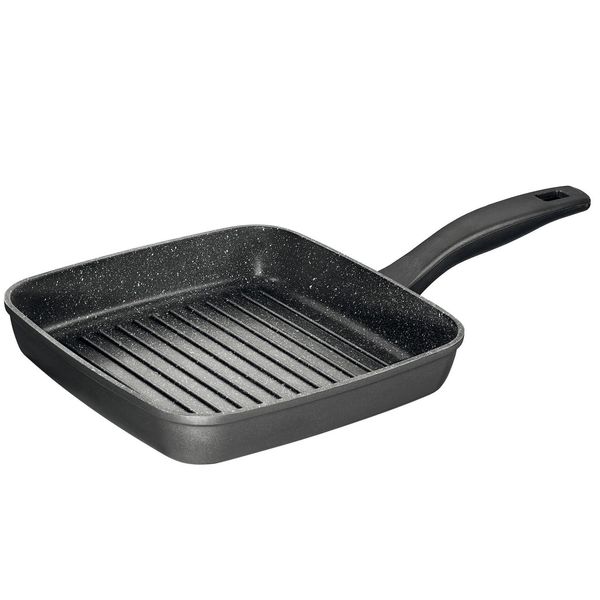 Stoneline Grillpfanne, 26 X 26 Cm, Aluguss, Grillpfanne Beschichtet Mit Echten Steinpartikeln, Grau, Grillpfanne Induktion Und Backofengeeignet, Steak Pfanne-image