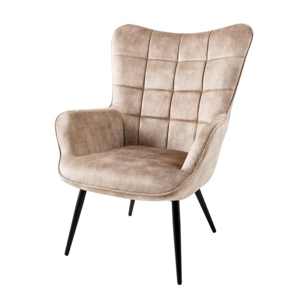 Riess-Ambiente Sessel Scandinavia - Modern Champagner Beige Samt Schwarze Metallbeine Mit Armlehne-image