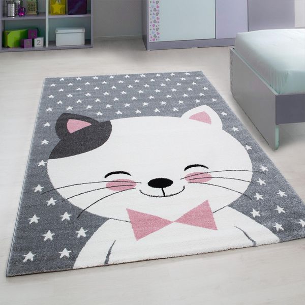 Kinderteppich Tasna, Mit Katzen-Motiv, Rosa, 120 X 170 Cm-image