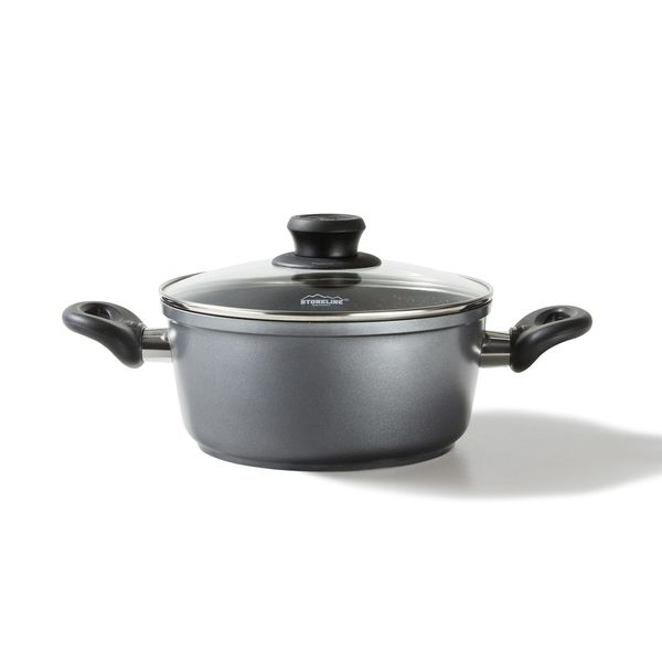 Stoneline Kochtopf 20 Cm, Mit Deckel, Induktion, Aluguss, Beschichtet Mit Echten Steinpartikeln, Grau, Beschichteter Kochtopf Induktion 20Cm Durchmesser, Antihaftbeschichtet-image