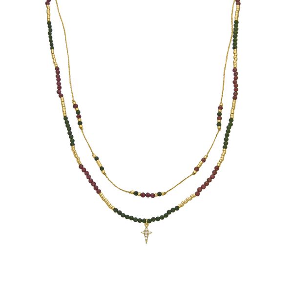 Luxenter Halskette Aus 925 Sterling Silber Und 18K Gold Finish Brillant Zirkonia - Holis-image