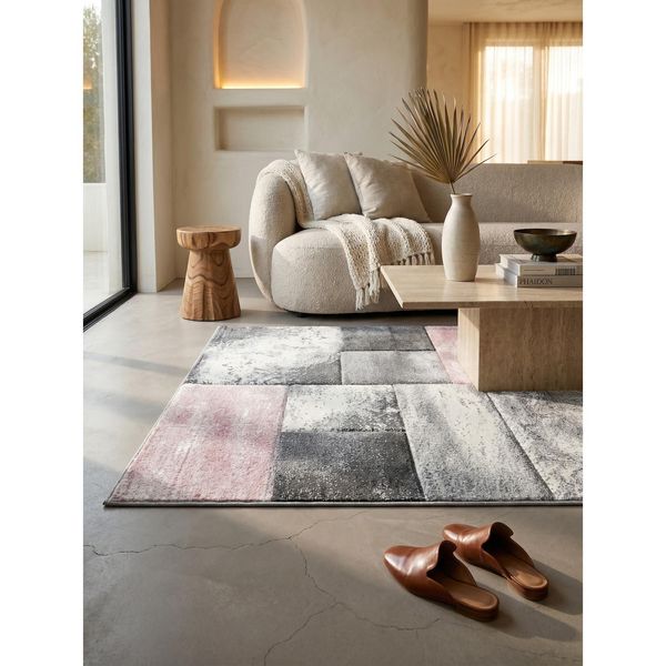 Kurzflorteppich Latemar, Kariert, Aus Polypropylen, Rosa, 200 X 290 Cm-image