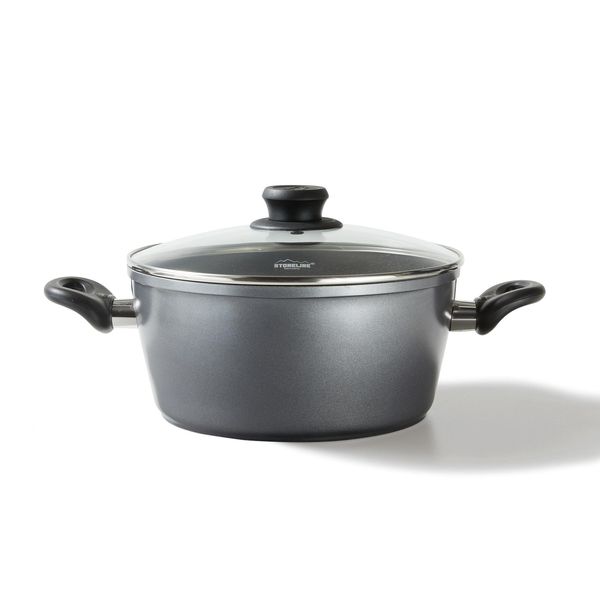 Stoneline XXL Kochtopf 28 Cm, Mit Deckel, Induktion, Aluguss, Beschichtet Mit Echten Steinpartikeln, Grau, Beschichteter Kochtopf Groß, 28Cm Durchmesser, Antihaftbeschichtet-image