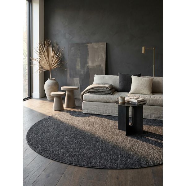 Teppich Kurzflor Ammer In Anthrazit, Einfarbig, Ø 120 Cm-image
