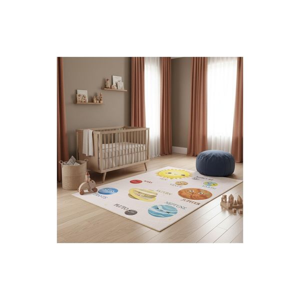 Spielteppich Traun In Beige, Mit Planeten-Motiv, 100 X 150 Cm-image