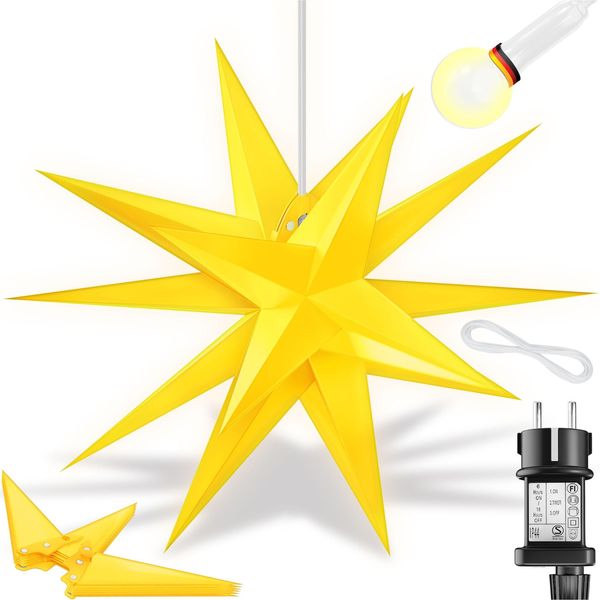 Kesser® Leuchtstern 3D, LED Weihnachtsstern Mit Timer FüR Innen Und AußEn, Adventsstern Beleuchtet HäNgend Stern + Warmweiß Licht-image