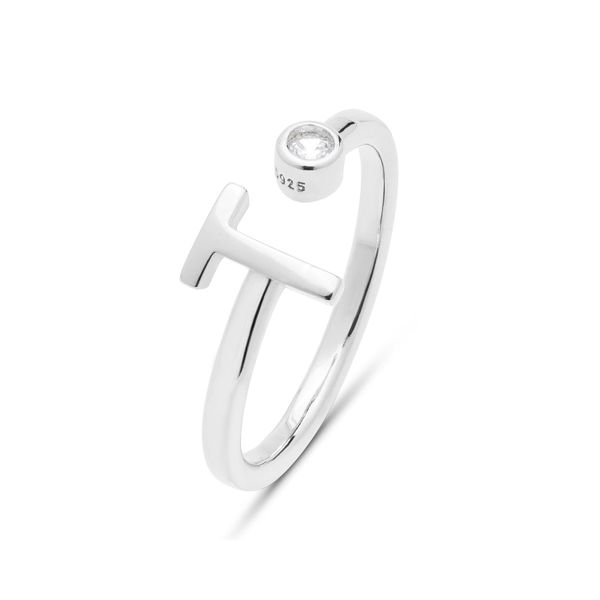 Luxenter 925 Sterling Silber Ring Mit Rhodiniertem Brillant Zirkonia - Alphabet-image