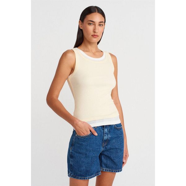 Rippstrick-Baumwoll-ÄRmellose Cami-Bluse-image