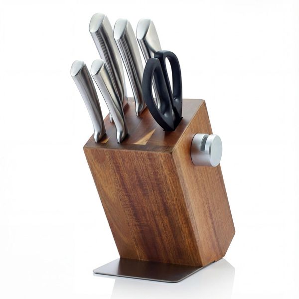 arendo Messerblock, 6-Teilig Mit Holzblock & Edelstahl Messern, Inkl. SchäRfer Und Schere, Nan-image