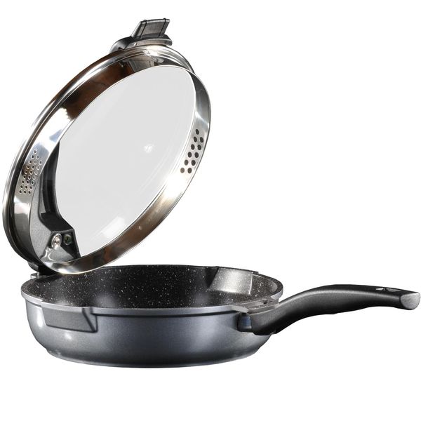 Stoneline Future Schmorpfanne 24 Cm, Mit Siebglasdeckel, Hoher Rand, Induktion, Aluguss, Antihaft Beschichtet Mit Echten Steinpartikeln, Pfanne 24Cm Hoher Rand-image