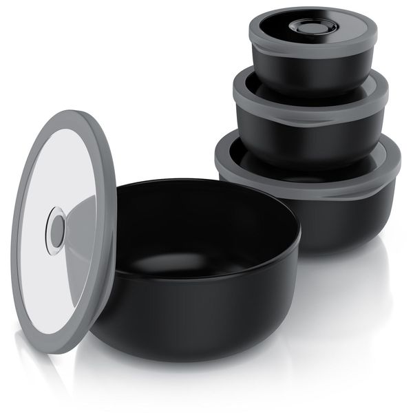 arendo RüHrschüSsel 4Er PlastikschüSsel-Set Mit Deckel 0,35 L / 0,65 L / 1,2 L / 2,0 L, Kunststoff, (Set, 4-Tlg), Rund, Bpa-Frei-image