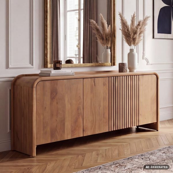 Sideboard Mango Massivholz 160Cm Anrichte Kommode 3 TüRen Holzkommode Handmade-image