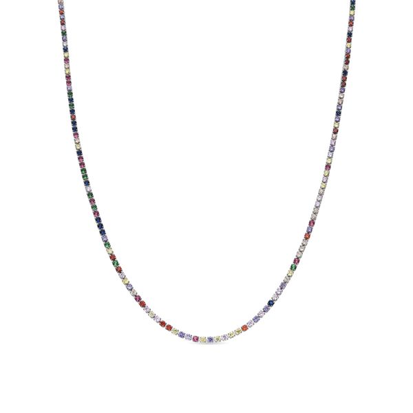 Luxenter Halskette Mit Mehrfarbigen Zirkonia In Silber - Serly-image