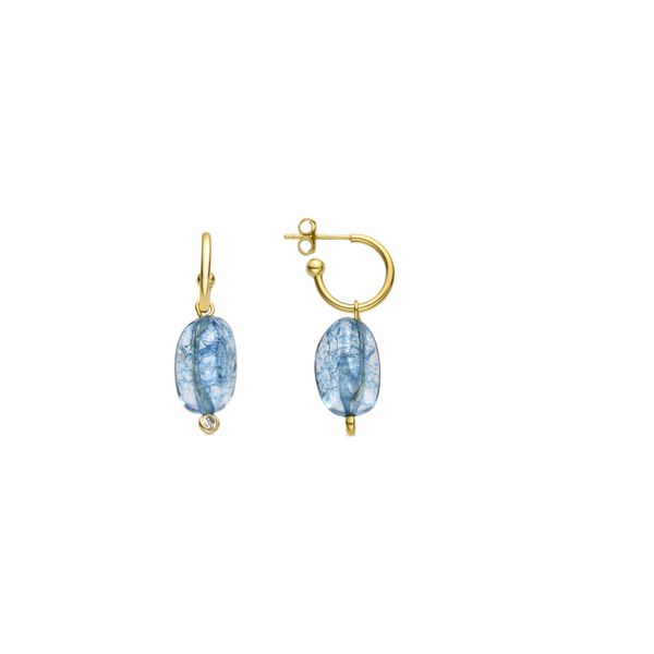 Luxenter Sterling Silber 925 Und Dunkelblauer Kristall 18K Gold Finish Ohrringe - Xiua-image
