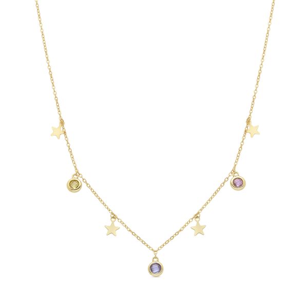 Luxenter Sunah Halskette, Aus Mehrfarbigen Zirkonia, 18-KaräTiger Gelbgold-Finish-image