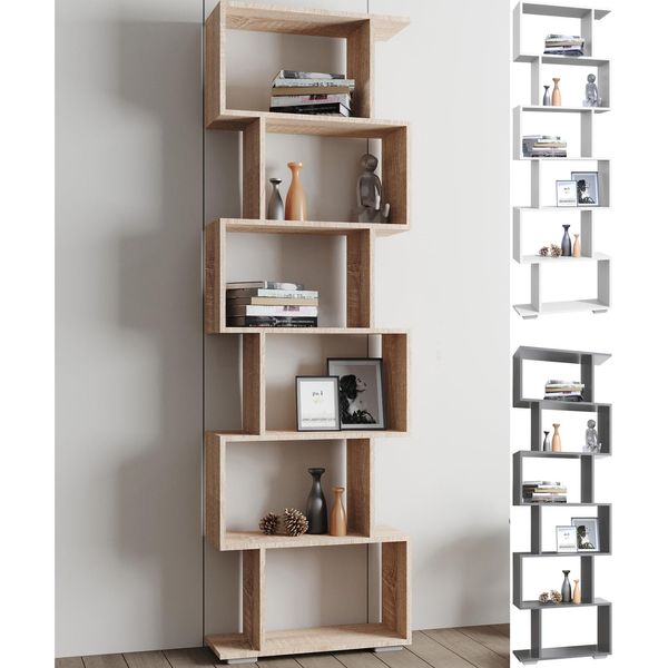 Vcm Holz Raumteiler Stand Regal BüCherregal Deko BüCher 6 FäCher Standregal Palusa L-image