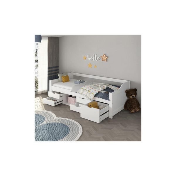 Home Deluxe Kinderbett Cosmos Mit Schubladen Und Matratze - 90 X 200 Cm Weiß-image