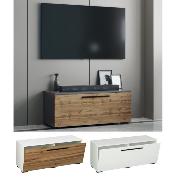 Vcm TV MöBel Lowboard Fernsehschrank Mit Breiter KlapptüR MaßE H. 39 X B. 95 X T. 40 Cm Fernseh MöBel – Arila S-image