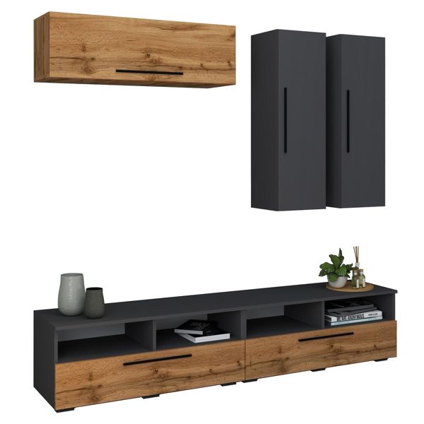 Vcm TV MöBel Wohnwand Mit Ausreichend Stauraum Anbauwand MaßE H. 200 X B. 190 X T. 40 Cm Fernseh MöBel – Arila XL-image