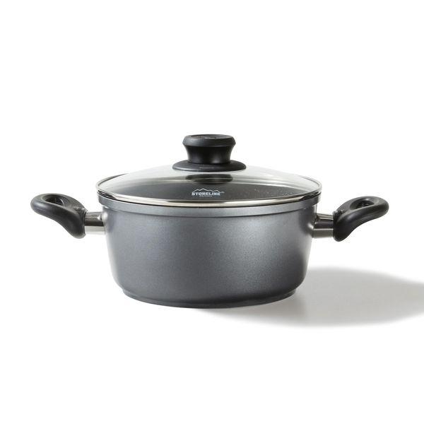 Stoneline Kochtopf 24 Cm, Mit Deckel, Induktion, Aluguss, Beschichtet Mit Echten Steinpartikeln, Grau, Beschichteter Kochtopf Induktion 24Cm Durchmesser, Antihaftbeschichtet-image