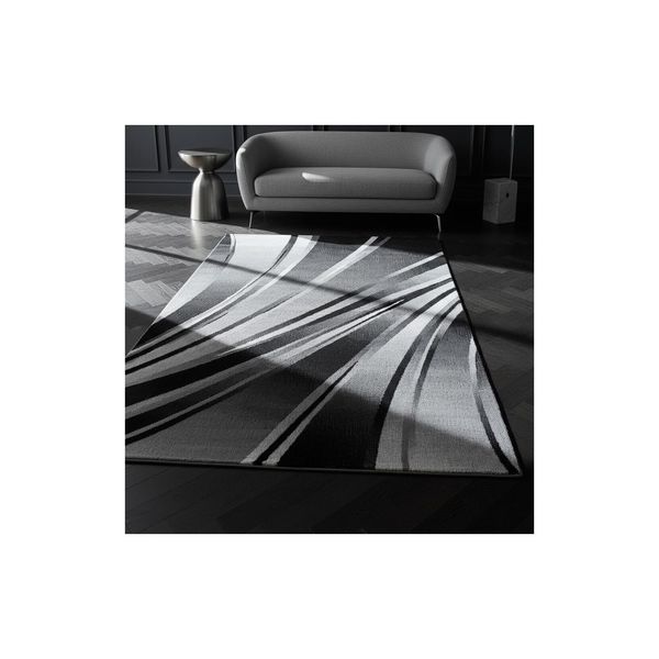 Kurzflorteppich Drau, Mit Abstraktem Wellenmuster, Schwarz, 280 X 370 Cm-image
