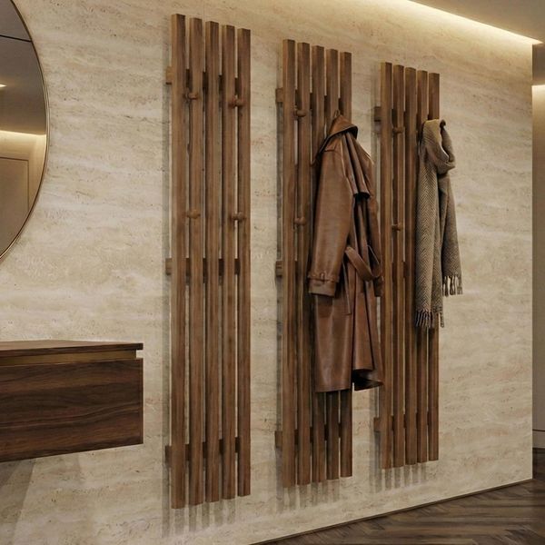 MCA 3Er-Set Garderobenpaneel MCW-P56, Wandgarderobe Garderobenleiste Holzgarderobe, 24 Haken Massiv-Holz, Eiche-image