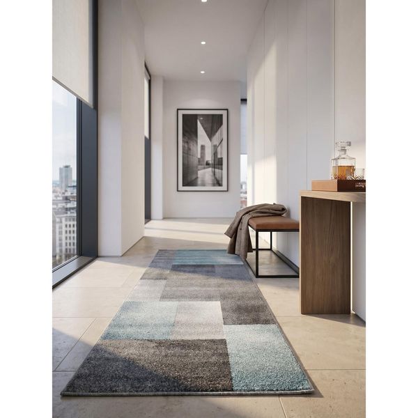 Kurzflorteppich Solda, Kariert, Blau, 80 X 150 Cm-image