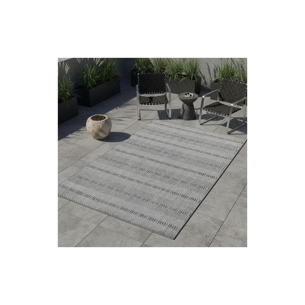 Outdoorteppich Liria, Im Boho-Stil, Grau, 120 X 170 Cm-image