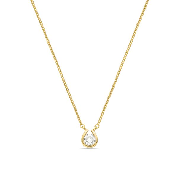 Luxenter Brillant-Zirkonia-Halskette Aus 18K Gelbgold - Ceol-image