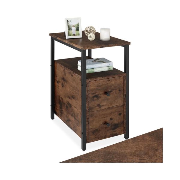 Tectake® Nachttisch, Industrial Style, 2 Ablagen Und 2 Schubladen, 30 X 49,5 X 61,5 Cm-image