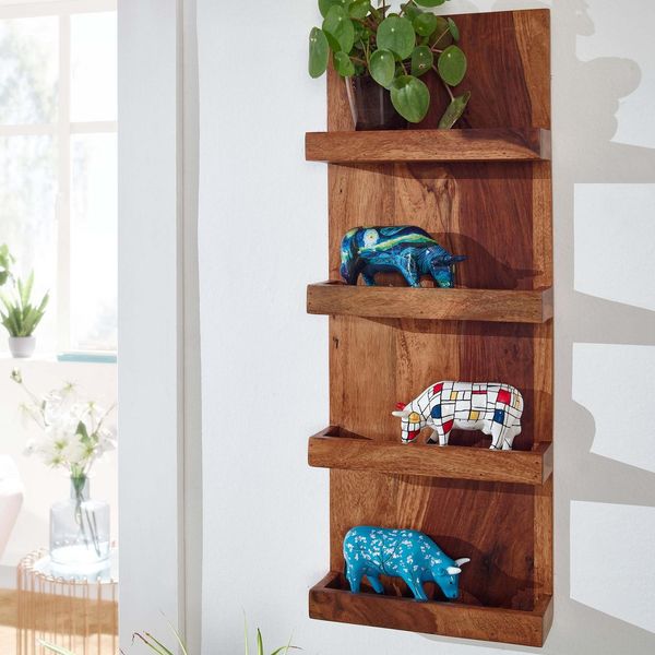 Wandregal FineBuy HäNgeregal Holz Massiv 30X80X10 Cm Regal Schweberegal Groß-image