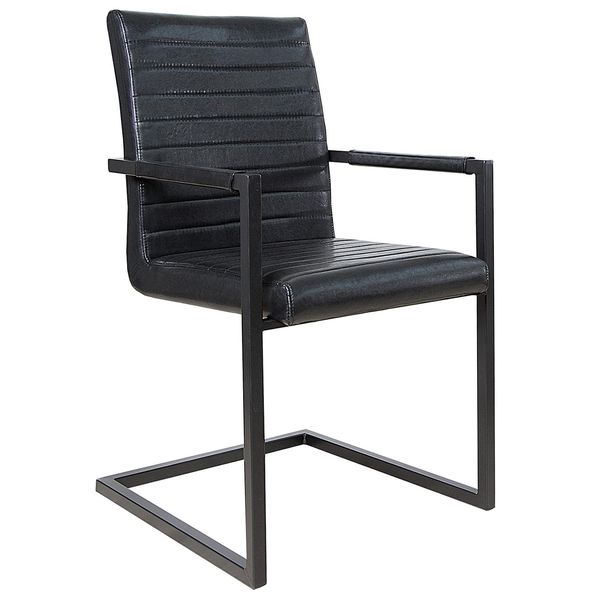 Riess-Ambiente Stuhl Loft - Antik Schwarz Mit Armlehne Eisengestell Freischwinger Industrial-image