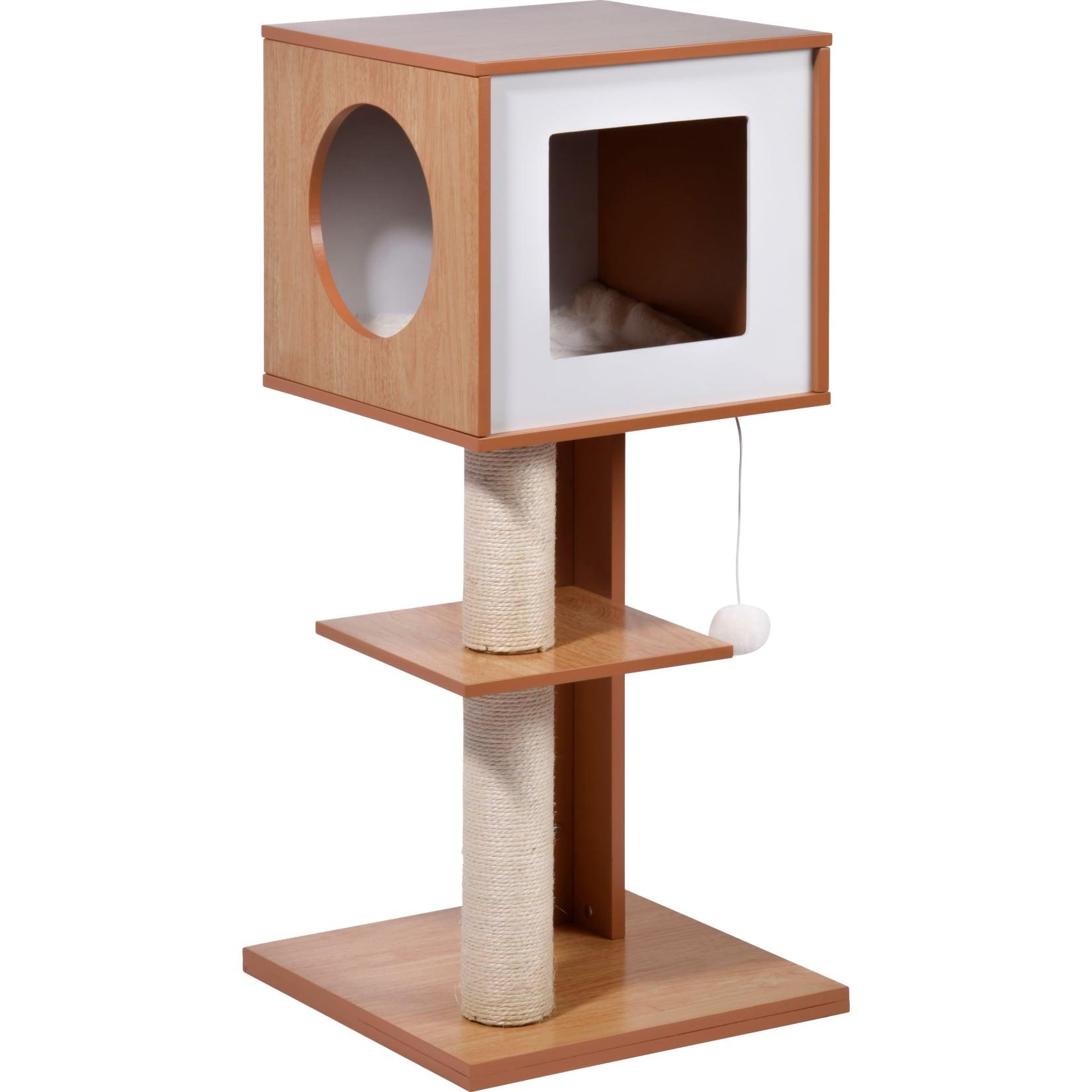 Dobar Katzenmöbel ""Susy"" mit Kratzsäule und Spielball, Katzenhöhle mit flauschigem Katzenbett